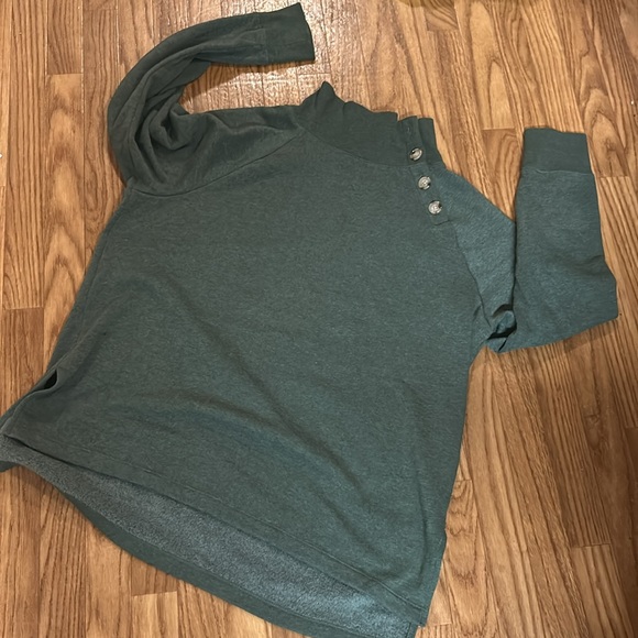 J Crew Factory Wide button-collar pullover sweatshirt SZ Large - Picture 4 of 8